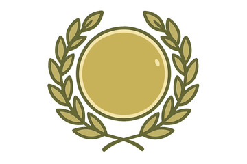 Stylized gold medal badge surrounded by a classic olive laurel wreath symbolizing achievement and success