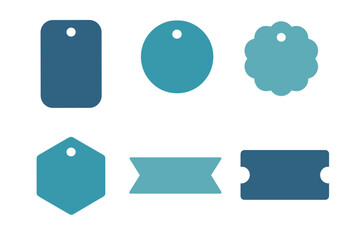 Assortment of blank geometric and decorative tags and labels for sales promotion