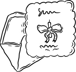 Hand Drawn Envelope with Candle and Bow
