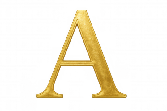 Gold letter a, uppercase serif character, an elegant golden alphabet typography element for design projects - Powered by Adobe