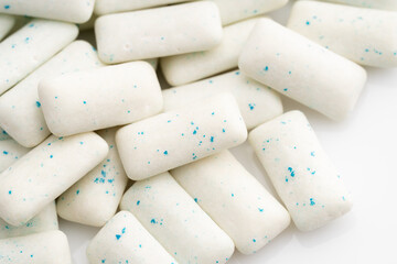 Chewing gum. Mint chewing gum pads. Gum background	