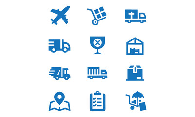 Logistics Service Icons | Delivery, Shipping, Air Cargo, Transport & Warehouse Solutions