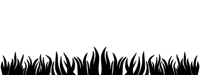 Black grass silhouette lower border vector illustration isolated on white