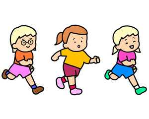 走る白人の子供たち　女の子セット
