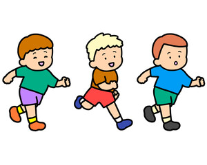 走る白人の子供たち　男の子セット