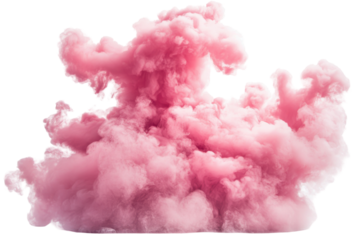 Abstract pink cloud of smoke or ink isolated on transparent background. Pink cloud isolated on white background.