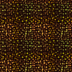 Seamless vector pattern with hand drawn rounded strokes, spots in earthy brown colors for fabric design and backgrounds