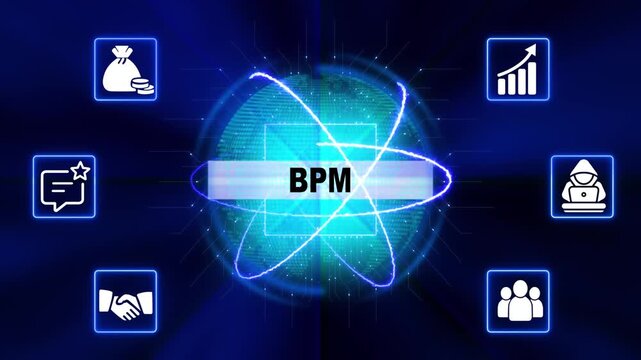 Business Process Management B P M Concept Abstract Neon Digital Illustration Futuristic Technology Background Visualization Data Analysis Workflow Optimization Innovation Strategy Digital