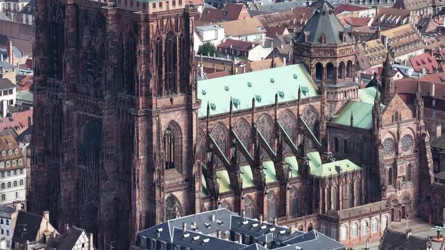 Strasbourg Cathedral, Strassburger Munster, France, historic building in the city center.