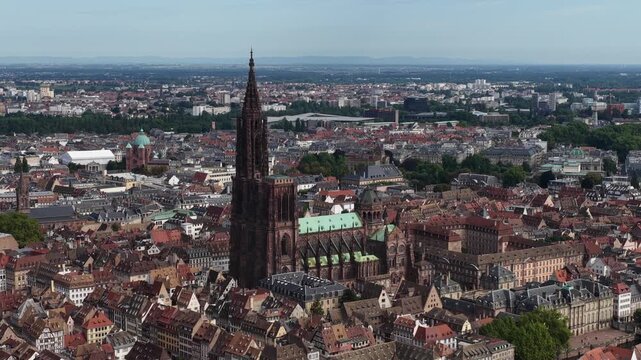 Strasbourg Cathedral, Strassburger Munster, France, historic building in the city center.