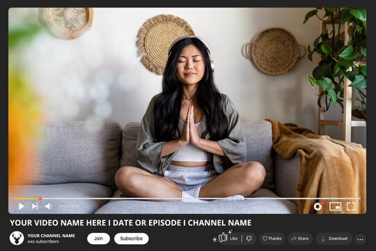 Social Media video frame of a woman making yoga tutorial - Powered by Adobe