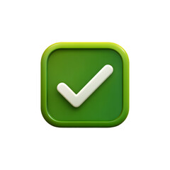 Green check mark icon 3d style isolated on transparent background