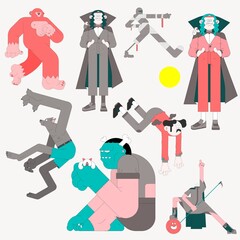 Halloween character element set