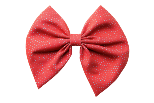Red glitter bow isolated on transparent background. Red bow isolated on white background.