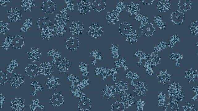 Blue background with flowers and keys, perfect for spring or securitythemed designs. Ideal for floral print merchandise or locksmith advertisements.