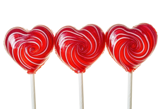 Red heart shaped lollipops isolated on transparent background. Red heart shaped lollipop isolated on white background.