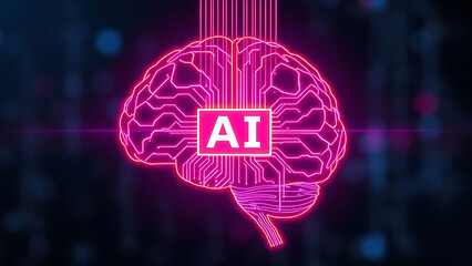 ai brain rendered as an intricate circuit