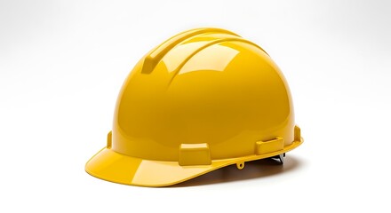 Bright yellow construction hard hat on a clean white background safety helmet
