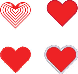 Heart Shapes Different Storkes Red Color Hearts