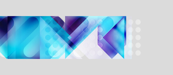 Fototapeta premium Abstract geometric shapes, blue purple tones, layered design. Minimalist composition, modern aesthetic, clean lines, subtle gradients.