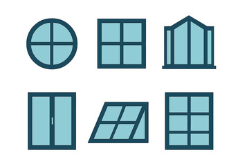 Architectural window shapes and designs collection for building elements