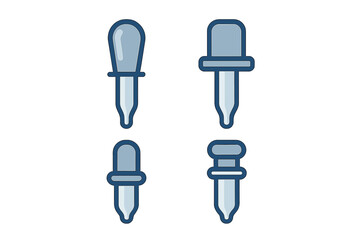 Four distinct designs of essential laboratory and medical pipettes used for liquid measurement