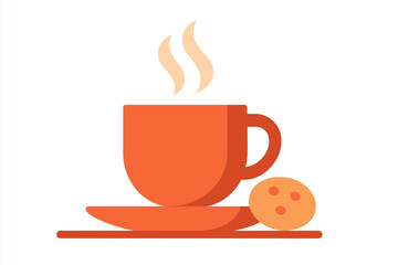 Steaming hot beverage in a ceramic mug with a cookie on the side for a cozy break moment