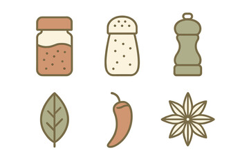 Assortment of culinary spices and seasoning tools for food preparation