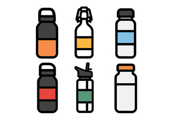 Variety of beverage bottles and containers for sports and daily hydration