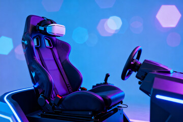 Virtual reality gaming setup with racing seat