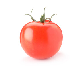 One ripe red tomato isolated on white
