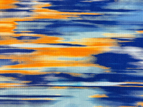Random unique graphic background illustration in shades of blue, cyan, orange, and yellow color. Colorful vibrant stripes gradient mixed color with abstract pattern. Seamless background texture