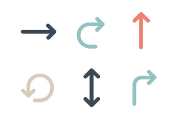 Modern flat design set of six directional arrows and navigation symbols