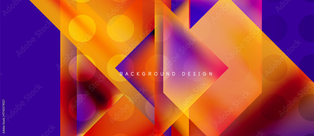 Wall mural abstract geometric design. vibrant orange, purple gradients create dynamic composition. modern backg