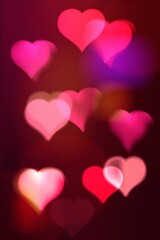 Pink heart, valentine's day bokeh light background