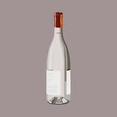Gray wine bottle, drink illustration design