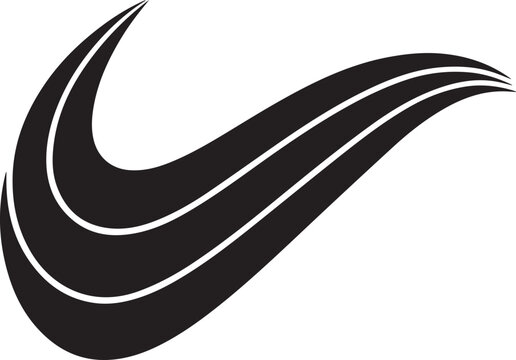Dynamic black swoosh symbol with three parallel lines suggesting speed movement and athletic performance