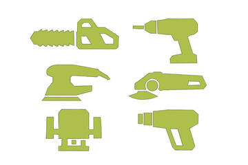 Minimalist set of essential electric power tools including drill sander and angle grinder