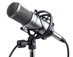  Professional Studio Condenser Microphone with Boom Arm on Transparent Background