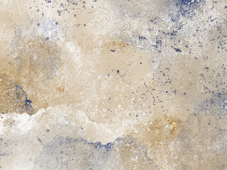 Hand drawn watercolor texture with blue and brown colors. Abstract background with geology detail, marbling, surface pattern, grunge paint. Vintage design artwork for banner, picture, or wallpaper.