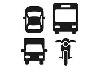 Simple black silhouette symbols representing common road transportation modes