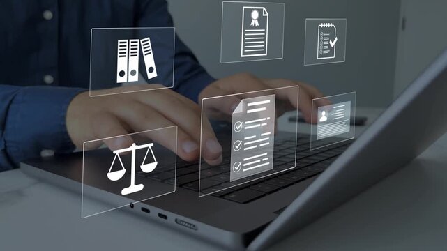 Law regulation and compliance rules on virtual screen.Quality assurance,guarantee, standards, certification ISO and standardization.Regulations, law, standards and requirements.
