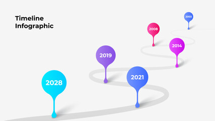 Milestone timeline infographic showing annual markers. Designed for presenting growth, progress, and evolution in business, technology, or personal projects. Progress infographic steps
