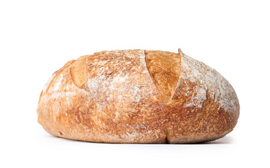 Loaf of fresh bread isolated on white