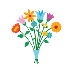 fresh bouquet of mixed wildflowers vector illustration
