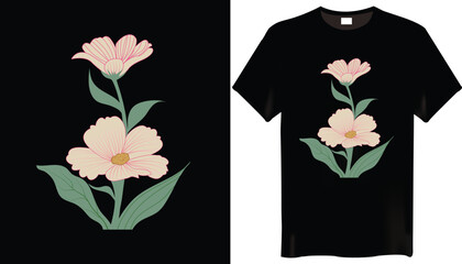 Pink Flowers T-Shirt Design