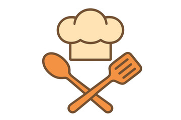 Professional culinary emblem with chef hat and crossed kitchen tools