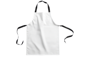 White blank apron isolated on transparent background. White blank kitchen apron isolated on white background.