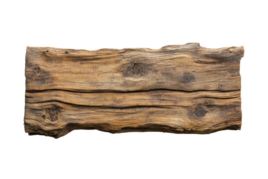Rough textured wooden plank isolated on transparent background. Wooden plank signboard isolated on white background. - Powered by Adobe