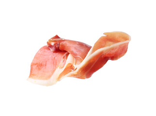 Slice of delicious prosciutto isolated on white